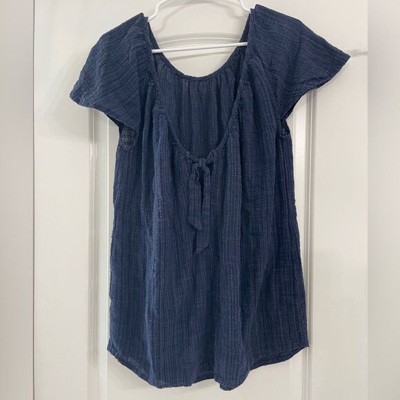 Kona Sol Navy Blue Reverse V Swimsuit Coverup with Tie Accent Size Small - Picture 2 of 3